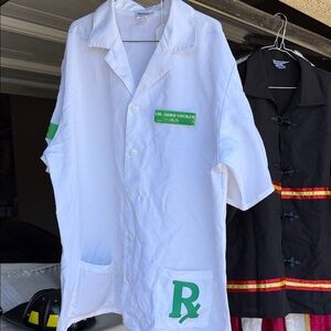 White Doctor Costume Shirt with Green Accents